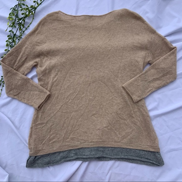 Joie 100% Cashmere Dewberry Tan and Grey Sweater - Picture 8 of 9
